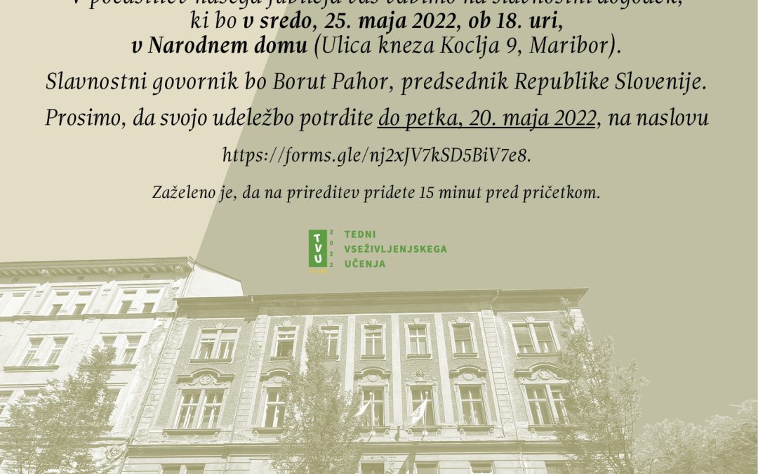 Slavnostni dogodek ob 100-letnici Andragoškega zavoda Maribor – Ljudske univerze
